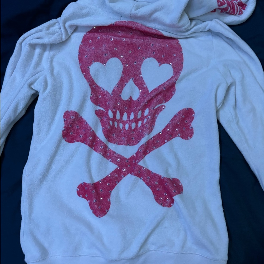 Sinful M cute pink and white skull jacket💝 cool zipper :)
Offer / dm